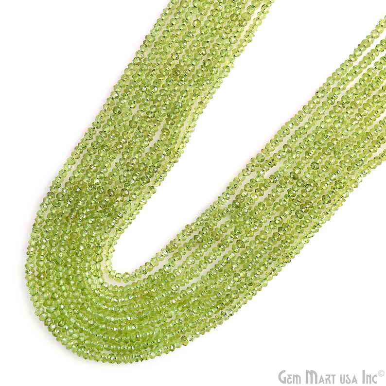 Peridot Micro Faceted Rondelle 2.3-3.5mm 13 Length AAAmazing quality 100 Percent Natural GemMartUSA RLPT-70002 image 6