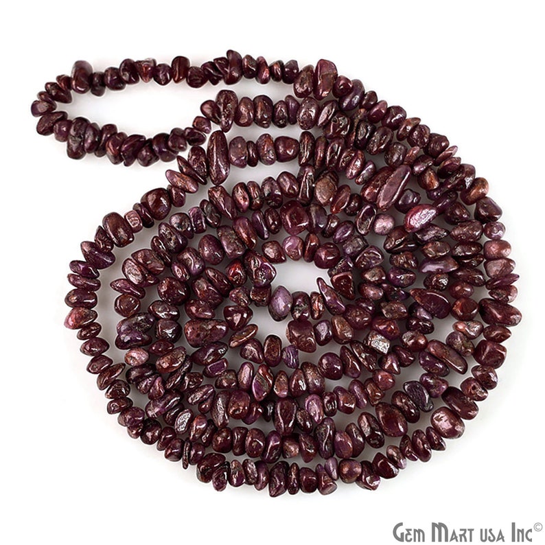 Ruby Chip Beads, 34 Inch, Natural Chip Strands, Drilled Strung Nugget Beads, 3-7mm, Polished, GemMartUSA CHRB-70001 image 5