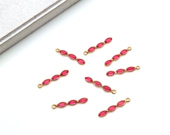 Handcrafted Pink Tourmaline component connector, Gold Plated connector, Oval cut Pendant, Single Bail Connector 23X4MM (GPTO-13103)