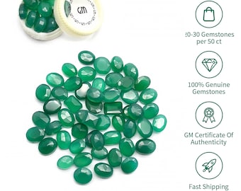 Green Onyx Gemstone, 100% Natural Faceted Loose Gems, Wholesale Lot Birthstone, 6-12mm, 1+ Carats, GemMartUSA (GO-60001)