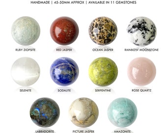Boule sphérique en pierres précieuses polies, cristal de guérison Reiki, pierres de chakra, pierres de guérison, boule de la fortune, pierre de méditation 50 mm (14201)