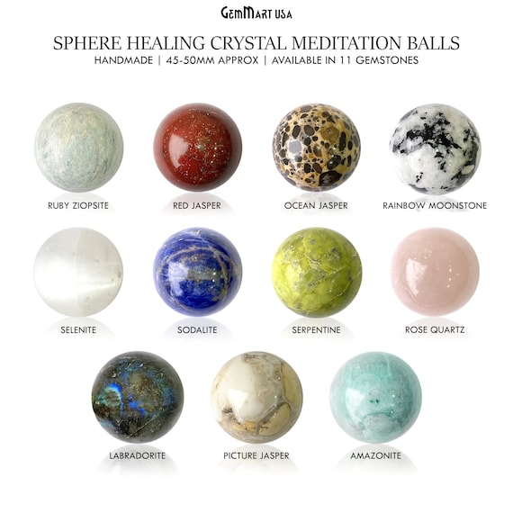 Polished Gemstone Sphere Ball, Reiki Healing Crystal, Chakra Stones, Healing  Stones, Fortune Ball, Meditation Stone 50mm 14201 