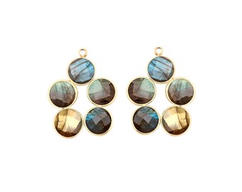 Labradorite Gemstone Component, Jewelry Making Supplies, Gold Bail, DIY Pendant Finding, Chandelier Earring 29x20mm (GPLB-13003)