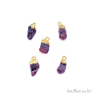 Garnet Pendant, Rough Gemstone Pendant, Freeform Pendant, Raw Stone Pendant, Gold Electroplated, Single Bail, 8x5mm GT-50012