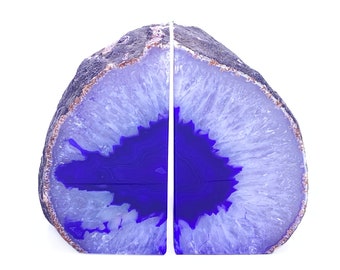 Large Geode Bookend. Purple Agate Bookend Pair. (3.25lbs, 5-6inch). Mineral Rock Formation, Healing Energy Crystal, Home Decor. *Ships Free*