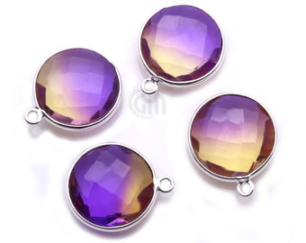 Purple Quartz, Crystal Quartz, Aura Quartz, Doublet Quartz, Sunshine Aura Quartz, 14mm Round Shape, GemMartUSA (PL-10124)