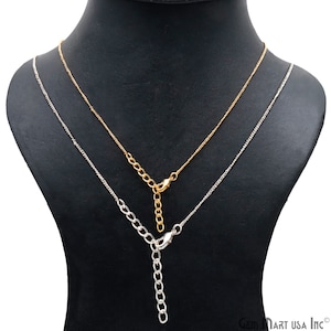18&quot; Gold and Silver Plated Minimalist Cable Chain Necklace, Simple Chain for Women with Lobster Clasp and Extender, Layering Necklace, 16002