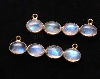 DIY Rainbow Moonstone Component, 40x11mm Line Shape Chandelier Finding, Filigree Finding, October Birthstone, GemMartUSA (GPRM-13065)