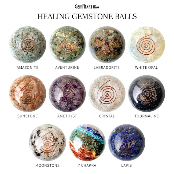 Natural Healing Gemstone Balls, 52mm Spiritual Crystal Sphere, Reiki Meditation Balls, Healing Stones, Crystal Home Decor, GemMartUSA, 14001