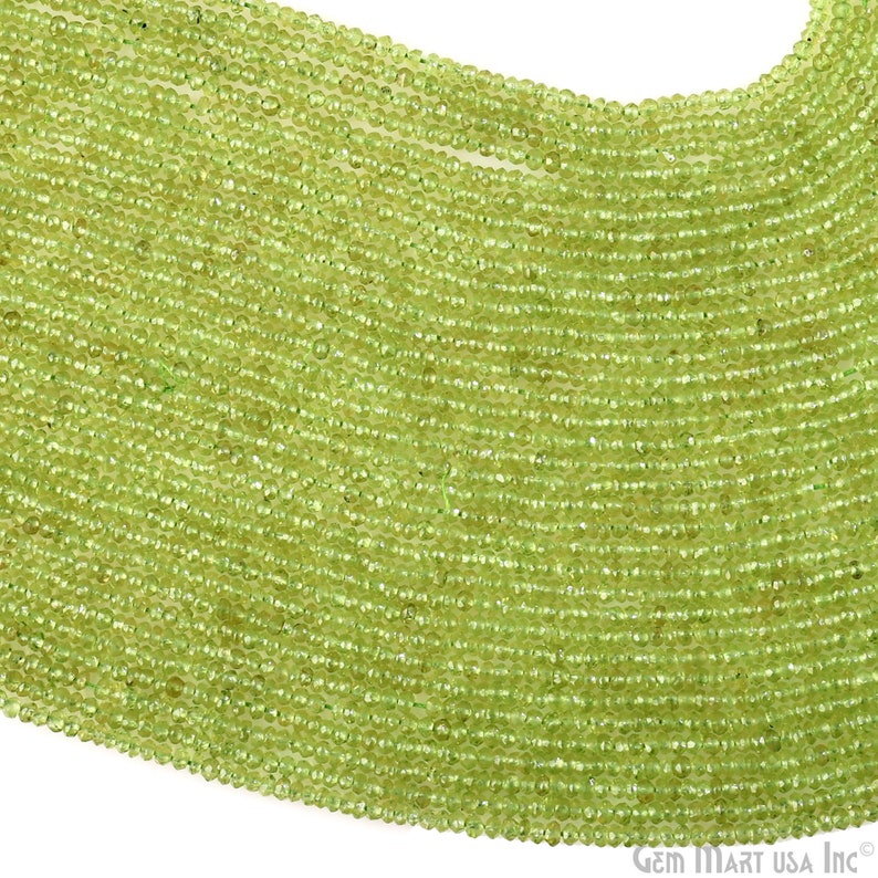 Peridot Micro Faceted Rondelle 2.3-3.5mm 13 Length AAAmazing quality 100 Percent Natural GemMartUSA RLPT-70002 image 5