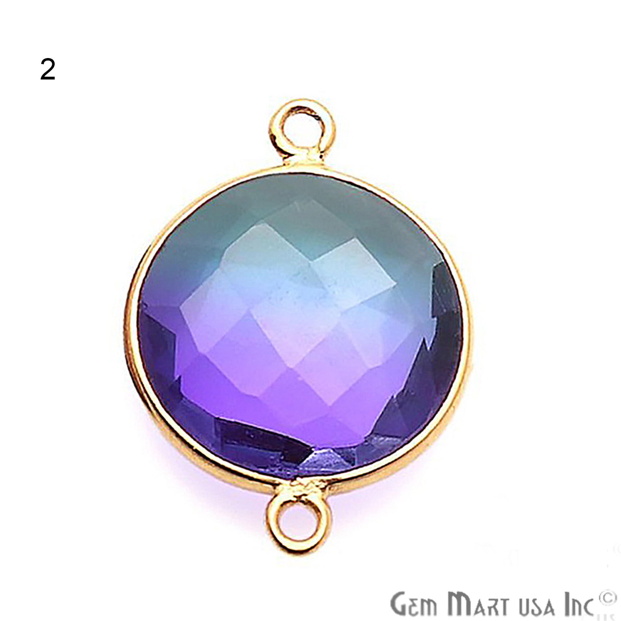 Round 14mm Gemstone Connector Gold Plated Jewelry Supplies Etsy