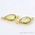Natural Lemon Topaz, Bezel Pears Shape Connector, 8x12mm Pears 24K Gold Plated, Double Bail 1pc (LT-10154)