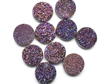 Purple Druzy, Druzy Cabochon, 12mm Round Shaped Druzy, Cabochon, Druzy Stone, Jewelry Making Supplies (PZ-80025)