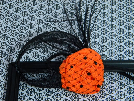 Items similar to Haute Couture Vintange Orange and Black Headband on Etsy