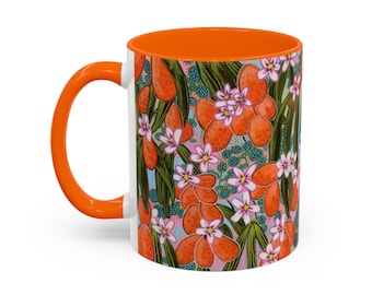 Orange Blossom Ceramic Mug - Original Abstract Botanical Art Print