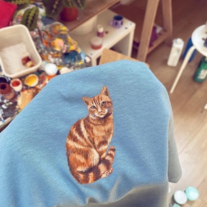 Hand Painted Pet Portrait Standard T-shirt, Personalised gift, unique custom pet portrait image 8