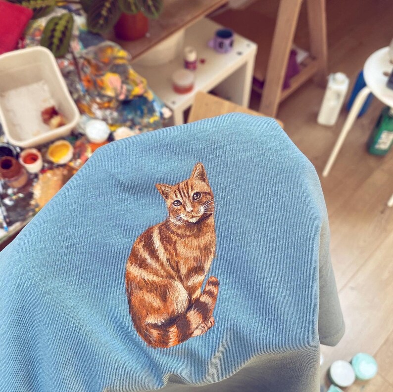 Hand Painted Pet Portrait Standard T-shirt, Personalised gift, unique custom pet portrait image 8