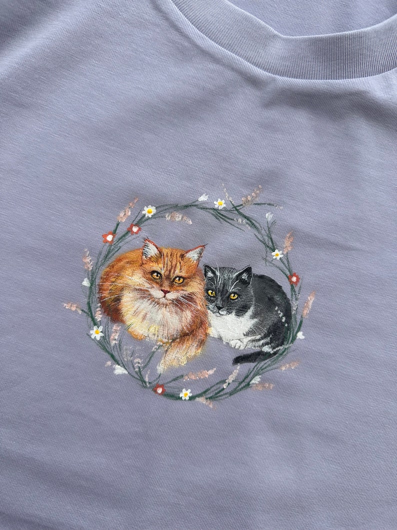 Hand Painted Pet Portrait Standard T-shirt, Personalised gift, unique custom pet portrait image 5