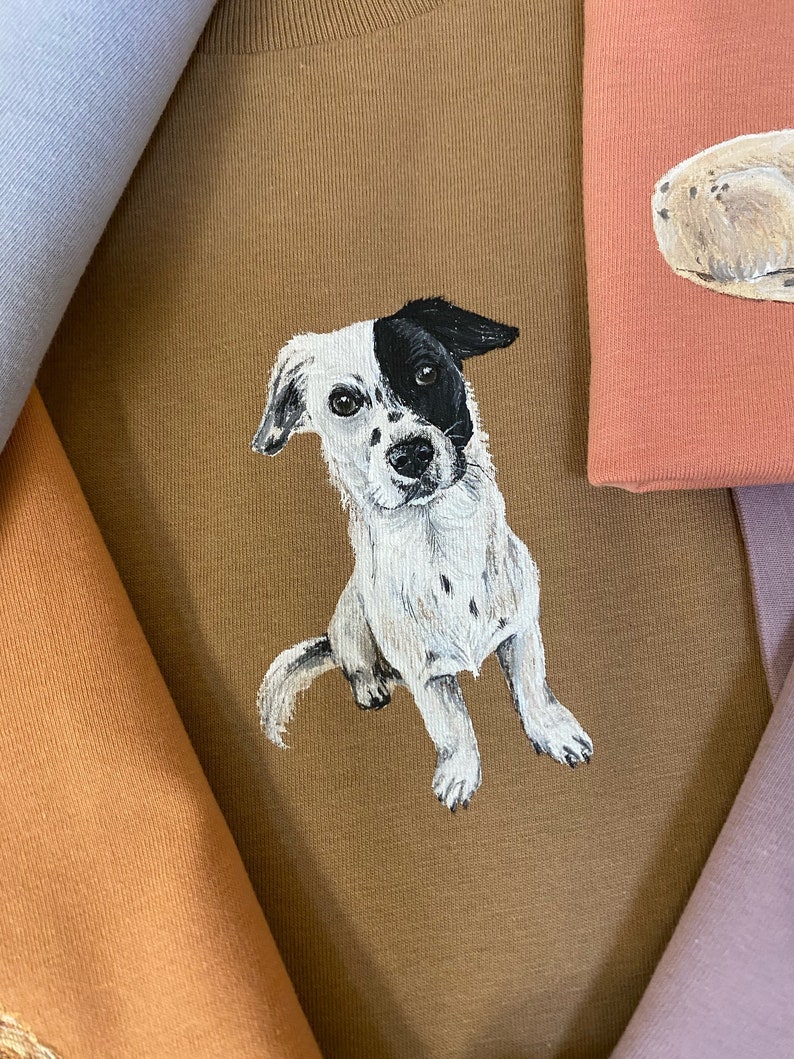 Hand Painted Pet Portrait Standard T-shirt, Personalised gift, unique custom pet portrait image 4