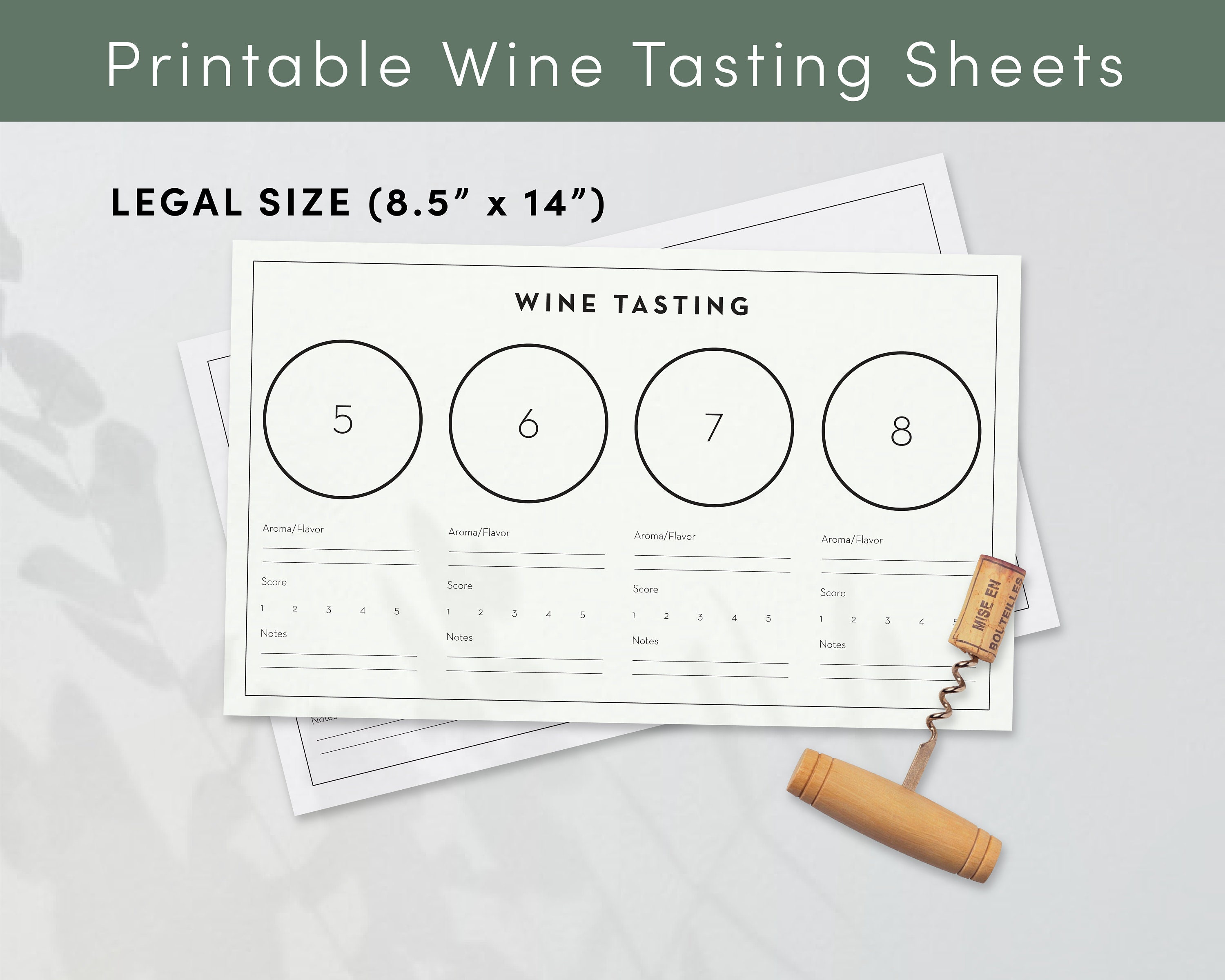 Printable Wine Tasting Sheet / Placemat (two Sizes) - Etsy
