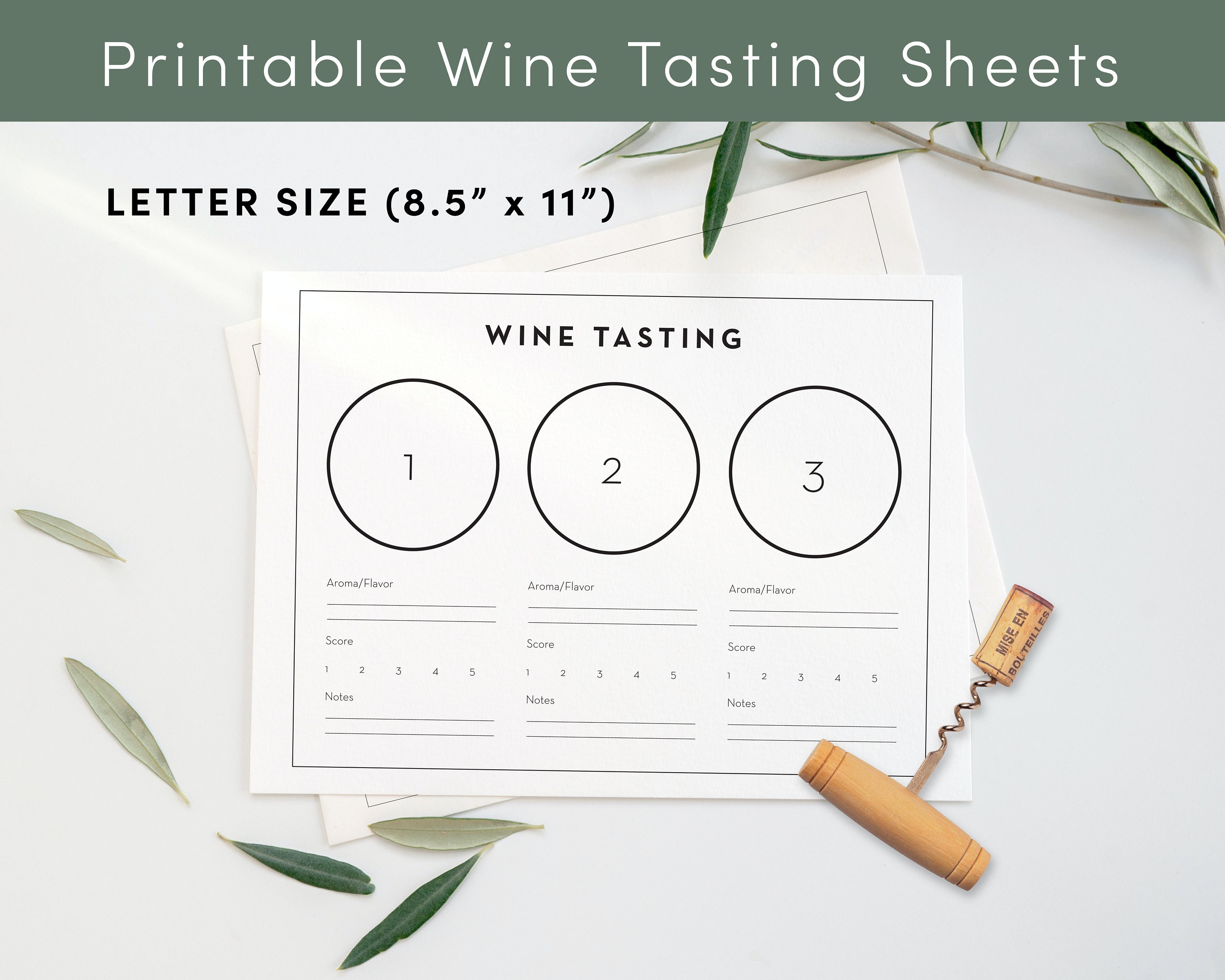 Printable Wine Tasting Sheet / Placemat (two Sizes) - Etsy