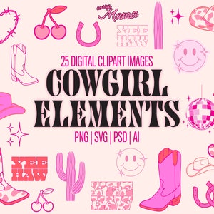 Western Cowgirl Elements SVG Digital Bundle