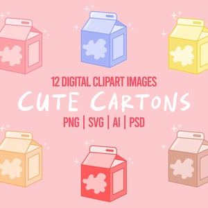 Niedliche Milchtüten Elemente SVG Digital Bundle
