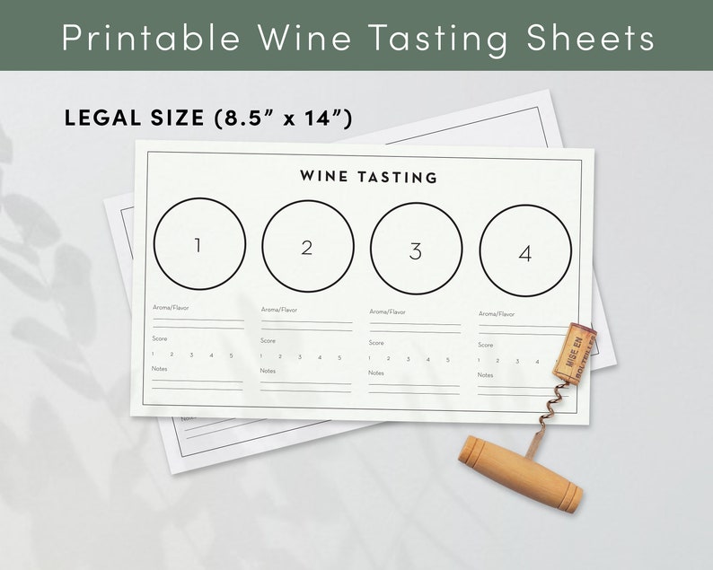 Printable Wine Tasting Sheet / Placemat (two Sizes) - Etsy