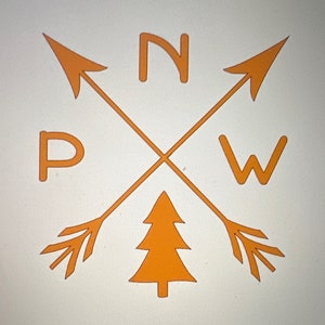PNW Pacific Northwest Decal Adventure Arrow Compass Decal Sticker - Hiking Nature - Laptop Sticker - Car Truck Vinyl Decal  63 color options