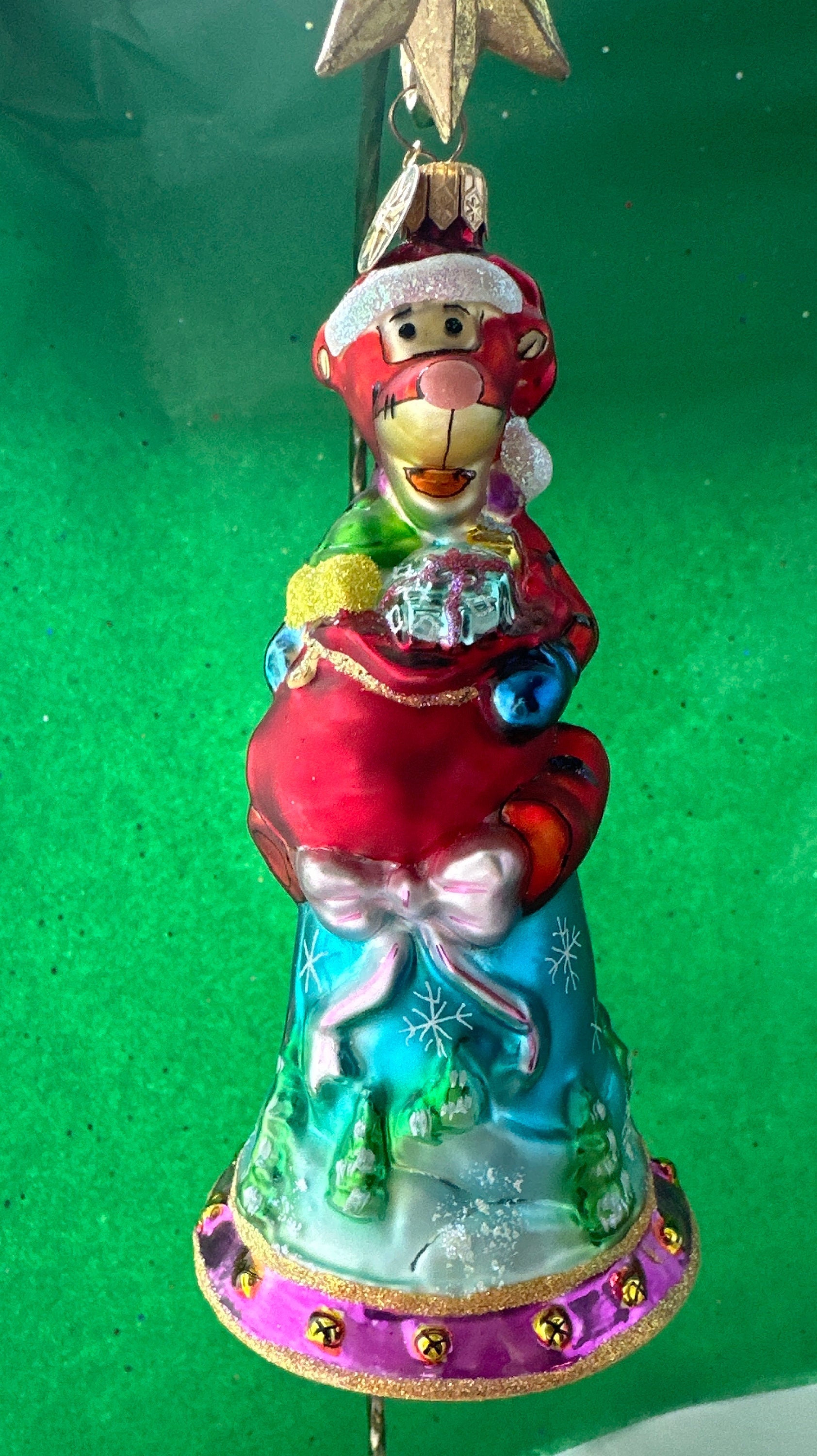 Vintage Christopher Radko 2001 Disney Tigger Bell Glass Ornament