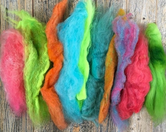 Colorful Wool Fiber Mix: Spinning, Felting, Weaving, Art Yarn