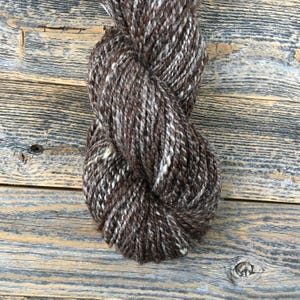 Hand Spun Worsted Yarn - Wool, Llama, Silk Blend - Brown - 6.9 oz