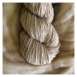 Hand Spun Fingering Weight Yarn - Soft Alpaca-Merino Wool - Natural Light Fawn - 5.9 oz