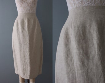 BEIGE linen maxi skirt | Bill Blass linen skirt | 90s linen minimalist skirt