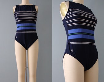 Ralph Lauren one piece swimsuit | blue striped swimsuit