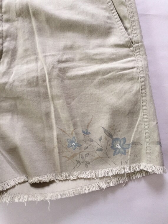 90s GAP shorts | painted flowers fringed shorts |… - image 3