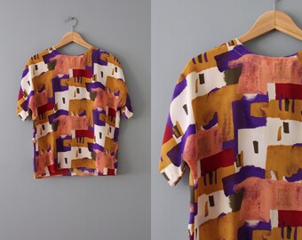 COLORBLOCK slouchy blouse | 90s cropped oversized blouse