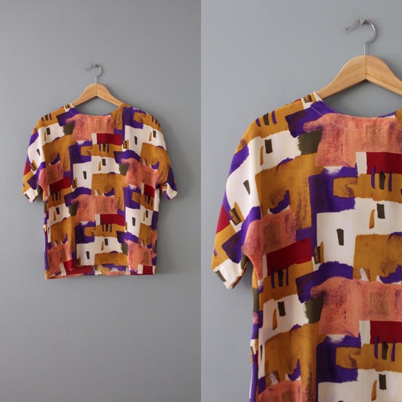 Vintage 90s colorblock blouse - Gem