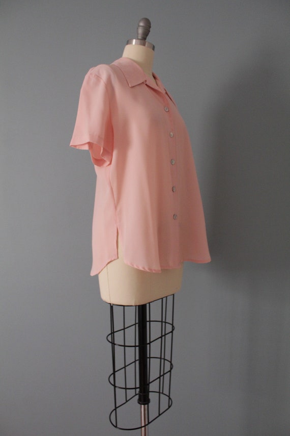 BLUSH pink summer blouse | 1980s slouchy summer t… - image 6