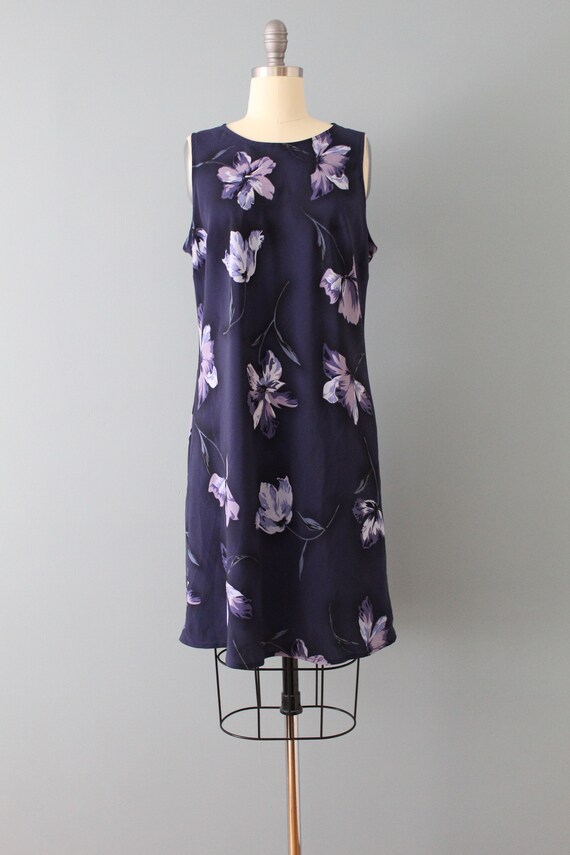 INDIGO blue mini dress | 90s mini dress floral mi… - image 3