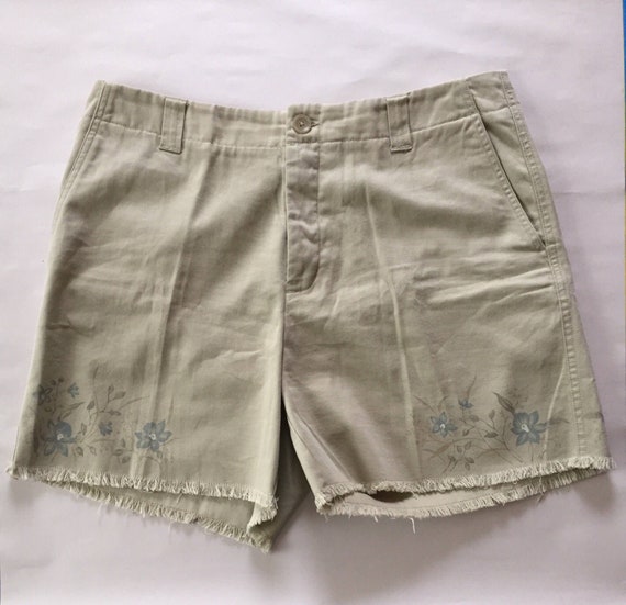 90s GAP shorts | painted flowers fringed shorts |… - image 2
