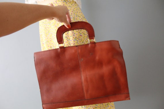 RUST leather secretary bag | 1970s leather bag | … - image 5