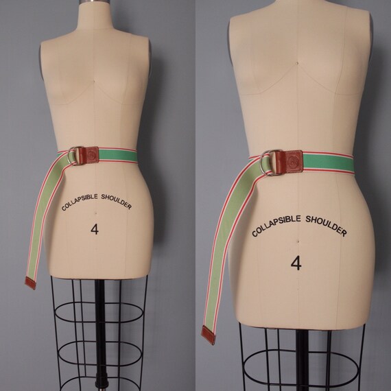 EQUESTRIAN cinch belt canvas and leather belt emb… Gem