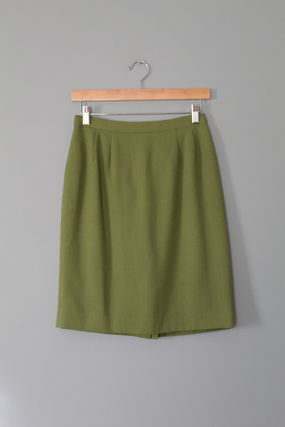 AVOCADO green wool skirt | wool pencil skirt | wo… - image 8