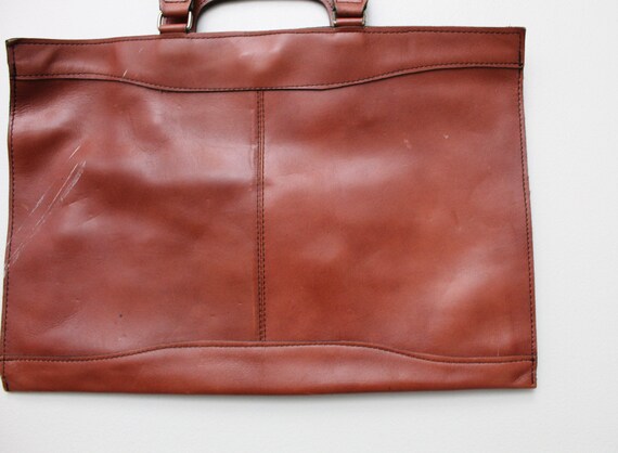RUST leather secretary bag | 1970s leather bag | … - image 3
