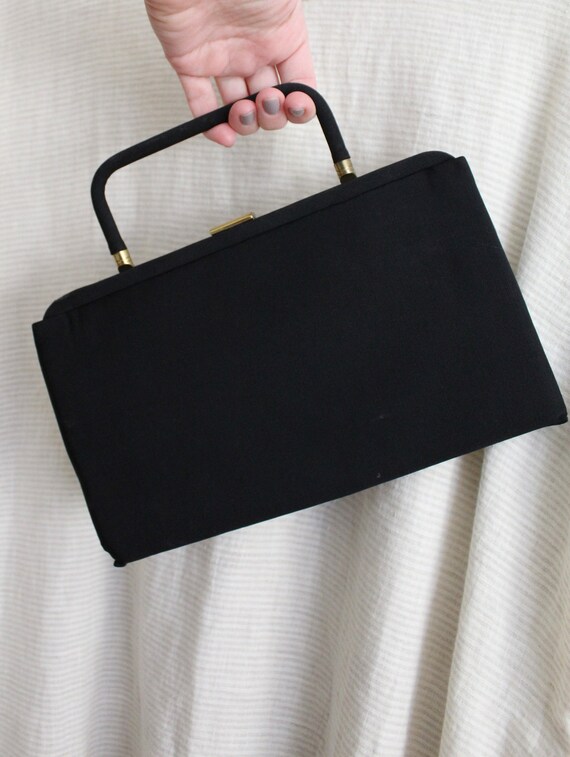 1940s top handle purse vintage black evening purse … Gem