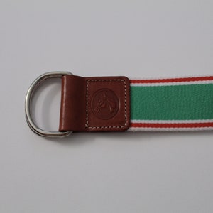 EQUESTRIAN cinch belt canvas and leather belt embossed leather belt image 4