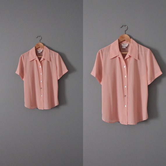 BLUSH pink summer blouse | 1980s slouchy summer t… - image 1