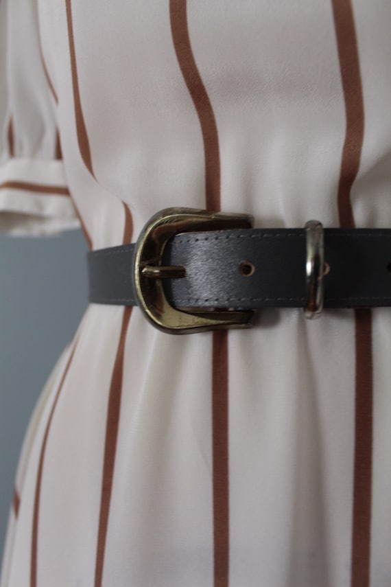 STEEL gray belt | faux leather belt | 1980s vegan 