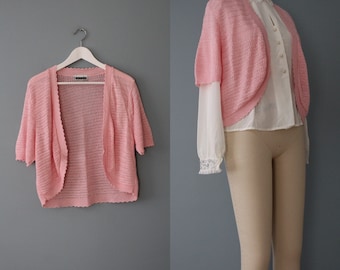 ROSE pink bolero | 90s Y2K knitted crop bolero | vintage bolero sweater top